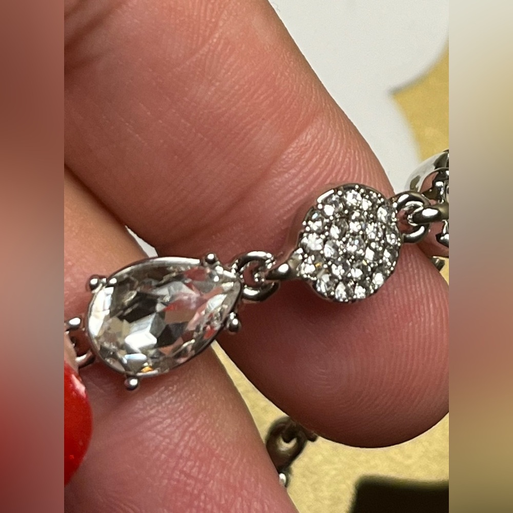 Givenchy Silver Crystal Toggle Necklace - image 6